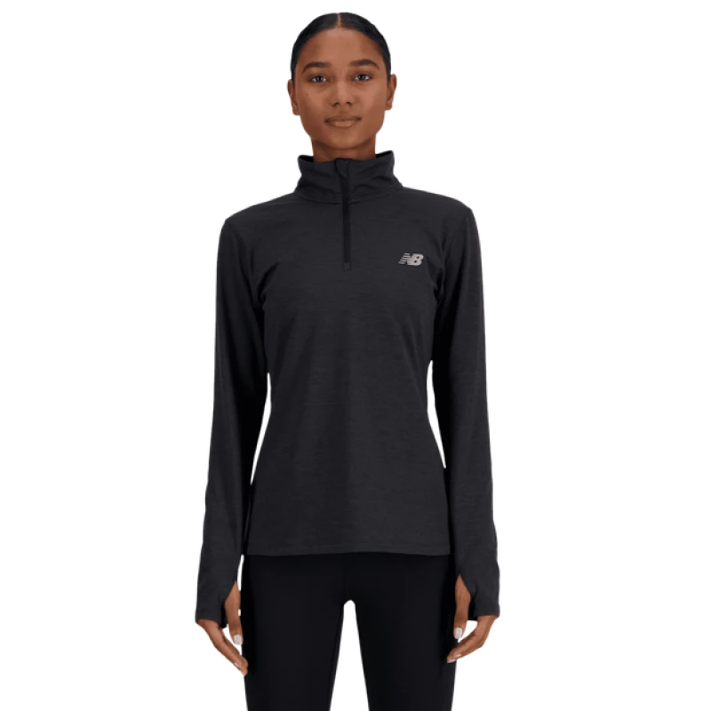 Image of New Balance New Balance Running Space Dye Quarter Zip - Black 8 Female