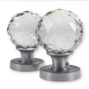 image of LocksOnline Bubble Glass Mortice Door Knob Set