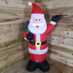 image of 130cm (4ft) Inflatable LED Outdoor Christmas Standing Santa with Gift in Sack