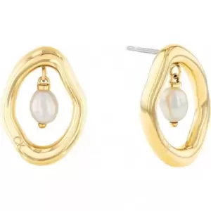 Image of Calvin Klein Ladies CKJ Edgy Pearls Earrings 35000562 - Gold