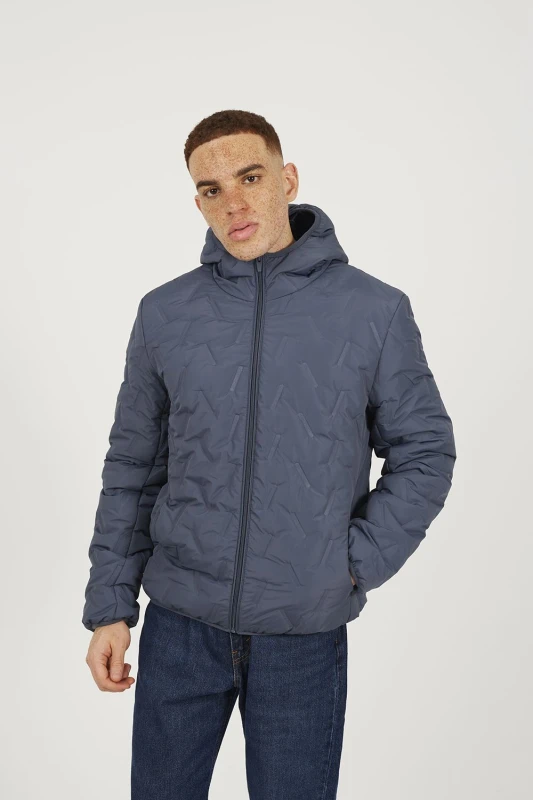 Image of Brave Soul Brave Soul Men Short Length Hooded Padded Jacket in Blue Size: X-Large Blue XL Male 5063487286133