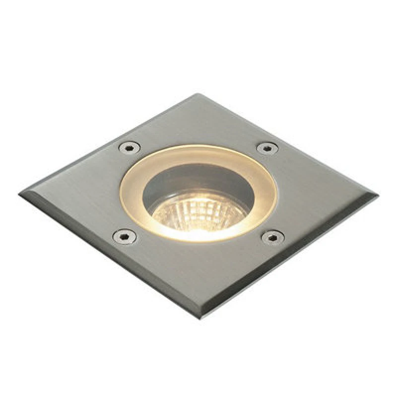 Image of Netlighting Pillar Outdoor Square IP65 50W Polished Stainless Steel & Clear Glass Grey