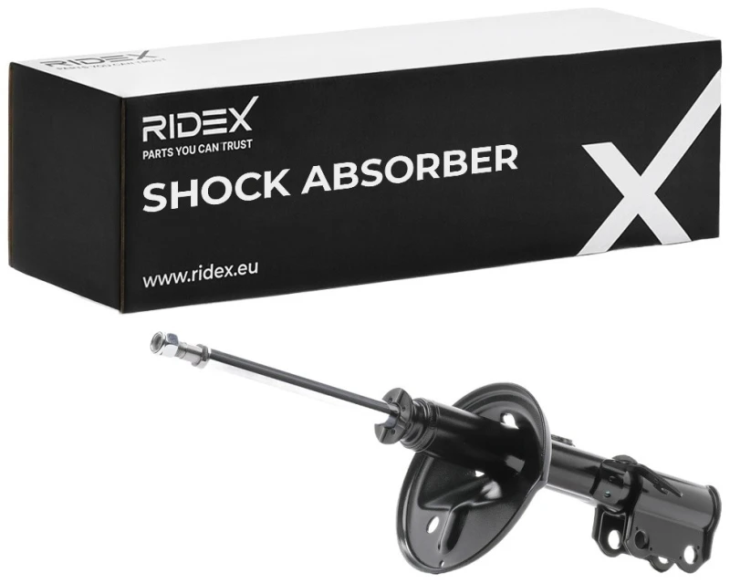Image of RIDEX 854S0657 Shock absorber Front Axle Right, Gas Pressure, Twin-Tube, Suspension Strut, Bottom Clamp Shock Absorber (854)