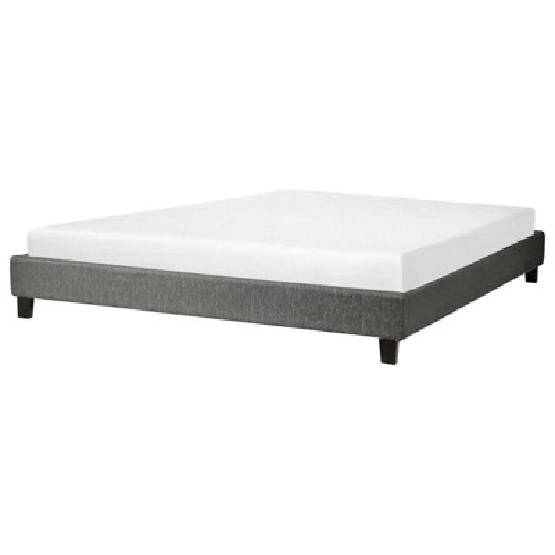 Image of Beliani Bed Without Headboard Fabric Roanne 180 X 200 Cm (Eu Super King) Grey