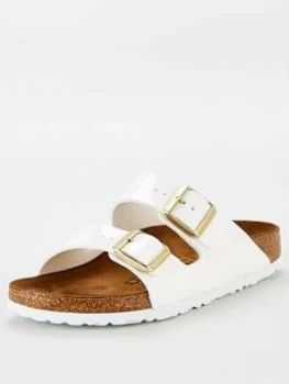 Image of Birkenstock Arizona Patent Flat Sandal - White, Size 4, Women