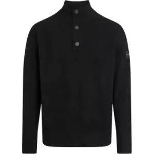 Image of CALVIN KLEIN Lycra Blend Button Quarter Zip - Black