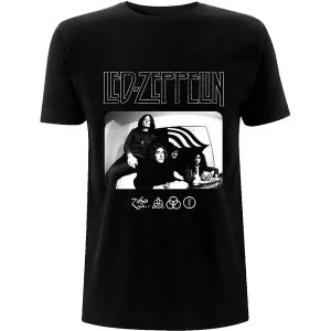 Image of Led Zeppelin - Icon Logo Photo Unisex Large T-Shirt - Black