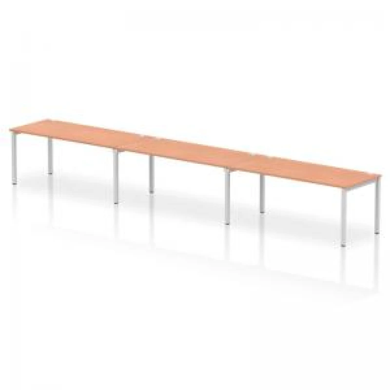 Image of Impulse Impulse Bench Single Row 3 Person 1800 Silver Frame Office Bench Desk Beech IMBS318BCHS