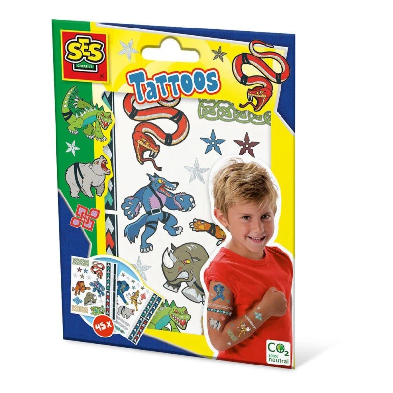 Image of SES Creative Animal Fighters Tattoos for Children, 3 Years and Above (14287) Multi