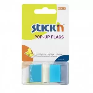 Image of Valuex Pop-Up Flags Page Markers 45x25mm Blue Pack 50 - 26024 11556HP