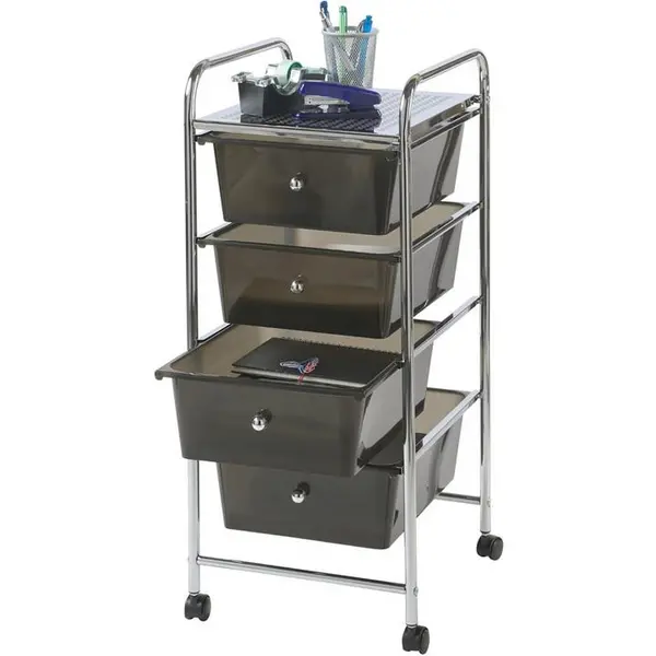 Image of VonHaus VonHaus Plastic 4 Drawer Trolley - Black One Size