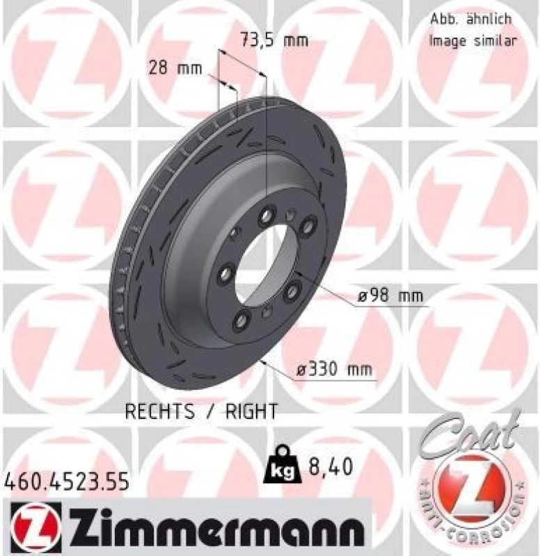 Image of ZIMMERMANN Brake disc ZIMMERMANN 460.4523.55