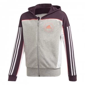 Image of adidas Girls Bold Full Zip Track Top Hoodie - Grey/Purple/Pnk