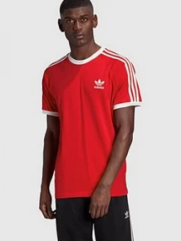 Image of Adidas Originals 3 Stripe T-Shirt - Red