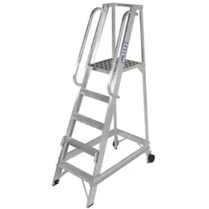 Image of 5 Tread 1.3m Aluminium Warehouse Picking Steps & Handrail Narrow Aisle Stairs