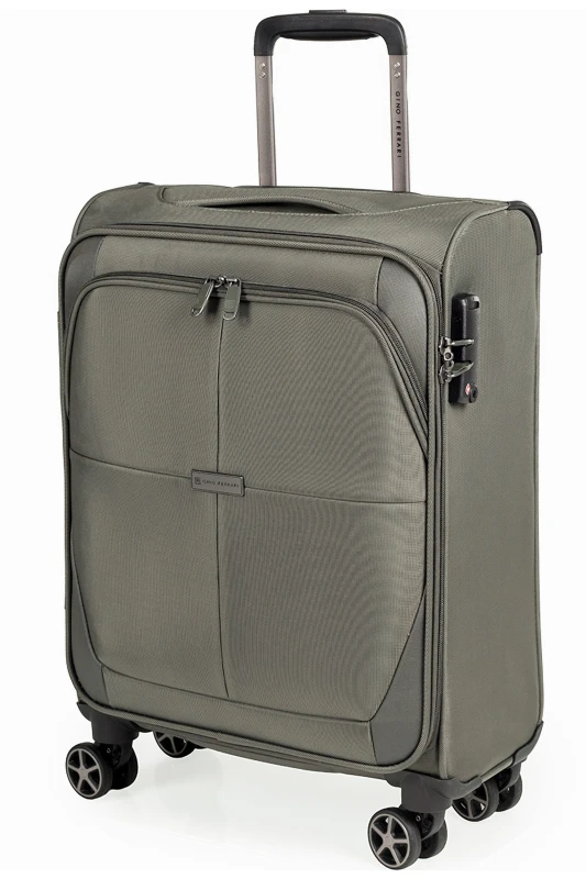 Image of Gino Ferrari Omis Premium 22" Lightweight Soft Shell Suitcase Wheels Cabin Luggage in Green Size: Small Green Unisex Small