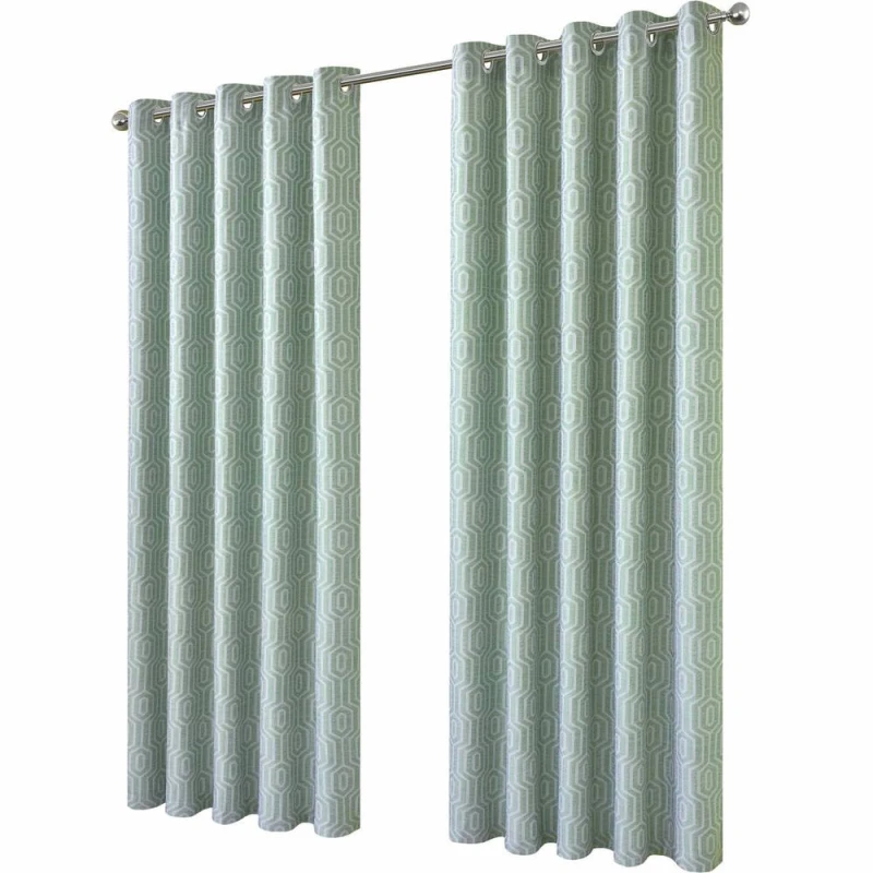 Image of New Edge Blinds Paris Jacquard Eyelet Curtains in Light Green Size: 228cm width x 228cm drop Light Green Unisex 228cm width x 228cm drop