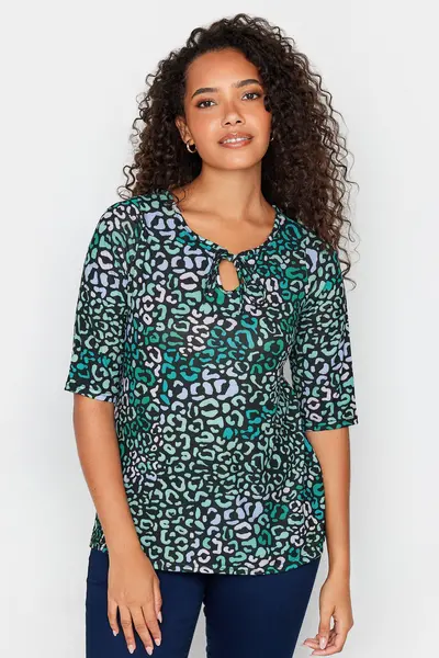 Image of M&Co Tie Front Top Black