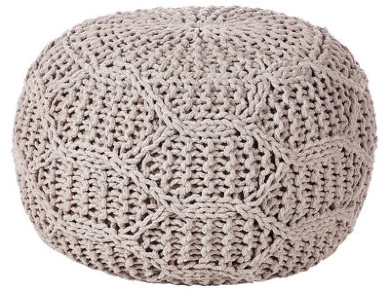 Image of Beliani Pouffe Macrame Triman Cotton Taupe