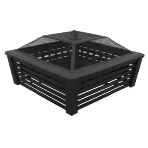 image of Dellonda 35" Square Outdoor Fire Pit Black DG43