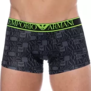 Image of Emporio Armani Microfiber Boxer Briefs - All Over Logo - Black S