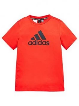 Image of Adidas Youth Boys Must Haves Badge Of Sport T-Shirt - Red/Black