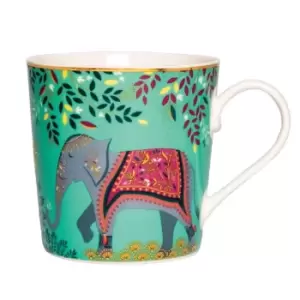 image of Sara Miller London Portmeirion India Mug- Elephant - Green