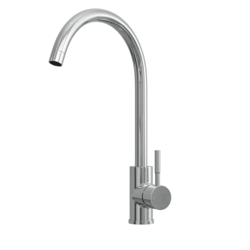 Image of Balterley Round Single Lever Kitchen Sink Mixer Tap, Top Fix Installation, Chrome in Silver Silver Unisex