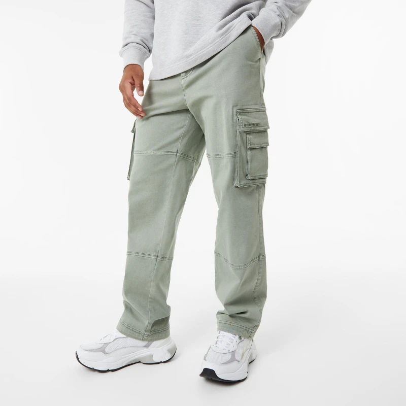 Image of Jack Wills Washed Cargo Trousers - Green Green 32 S
