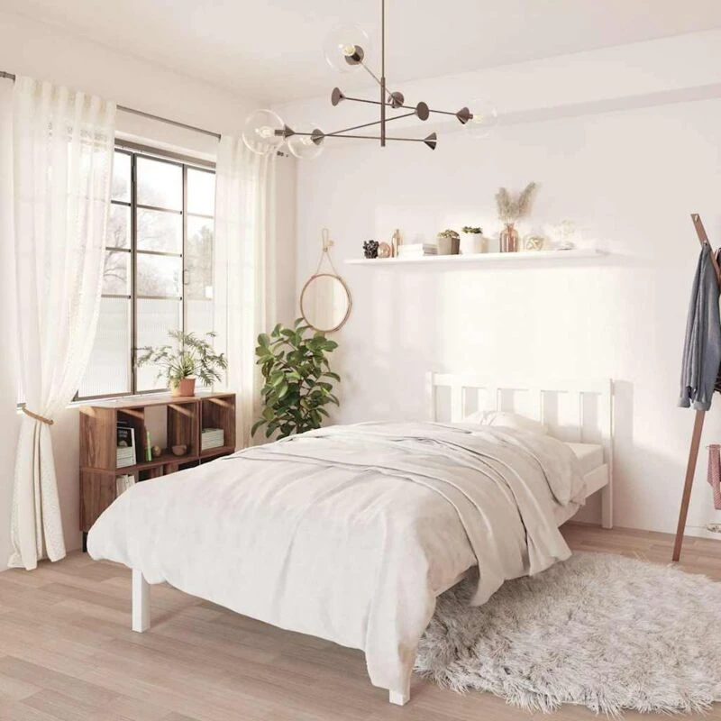 Image of VIDAXL Bed Frame without Mattress White Solid Wood Small Single Vidaxl 810043