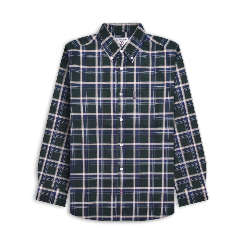 Image of Lambretta Sleeve Check Shirt Patterned Shirt - Long Sleeve Small Green 55391816350