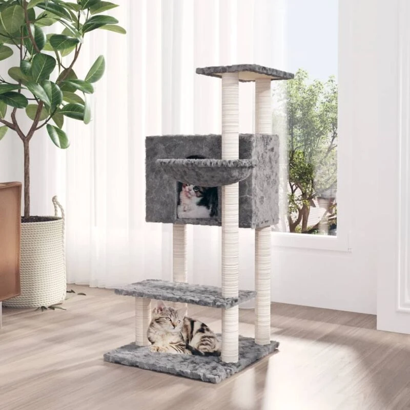 Image of VIDAXL Cat Tree with Sisal Scratching Posts Light Grey 108.5cm Vidaxl 8720287123897
