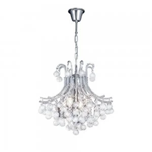 image of Ceiling Pendant Round 4 Light Polished Chrome, Crystal