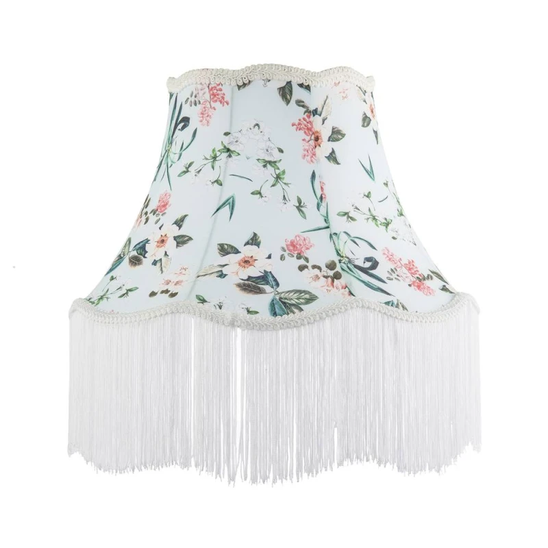 Image of Happy Homewares Victorian Styled Vintage Lamp Shade with Green & Blue Floral Decor in Duck Egg Blue Size: 16" Duck Egg Blue Unisex 16"