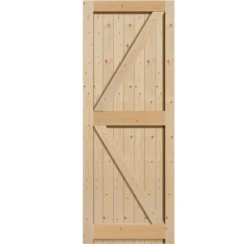 JB Kind Boarded Framed Ledged & Braced Unfinished Natural Pine External Shed Door - 1981mm x 610mm (78x24 inch) Softwood PFLB202