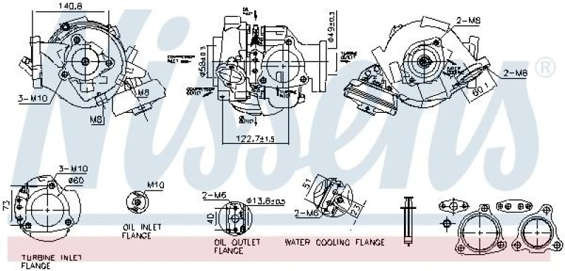 Image of NISSENS 93680 Turbocharger ** FACTORY NEW ** with gaskets/seals, without exhaust manifold Charger,charging system (2234)