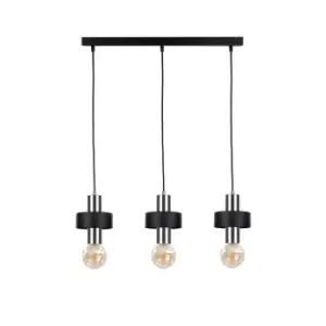 image of Unica Bar Pendant Ceiling Light Black, Silver, 60cm, 3x E27