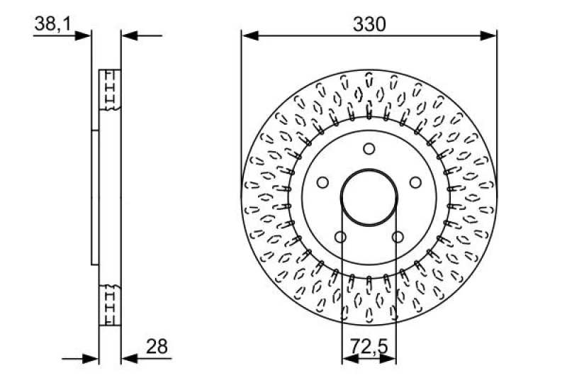 Image of Bosch 0 986 479 V85 Brake disc Vented, Oiled Brake Disc (82)
