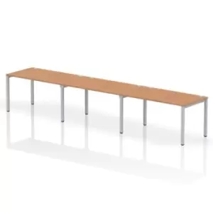 Image of Impulse Bench Single Row 3 Person 1400 Silver Frame Office Bench Desk Oak