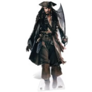 image of Pirates of the Caribbean Captain Jack Sparrow with Sword Life Size Cut Out