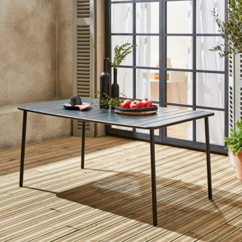 Image of Sweeek. 6-8 Seater Rectangular Steel Garden Table Amelia 160Cm Anthracite 160X90X72.5 Cm