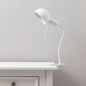 image of Tutti Goose Neck White Clip On Desk Lamp