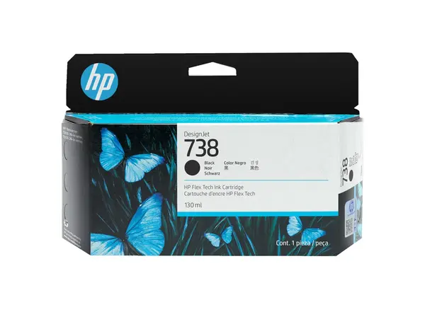 Image of HP 738 130-ml Black DesignJet Ink Cartridge