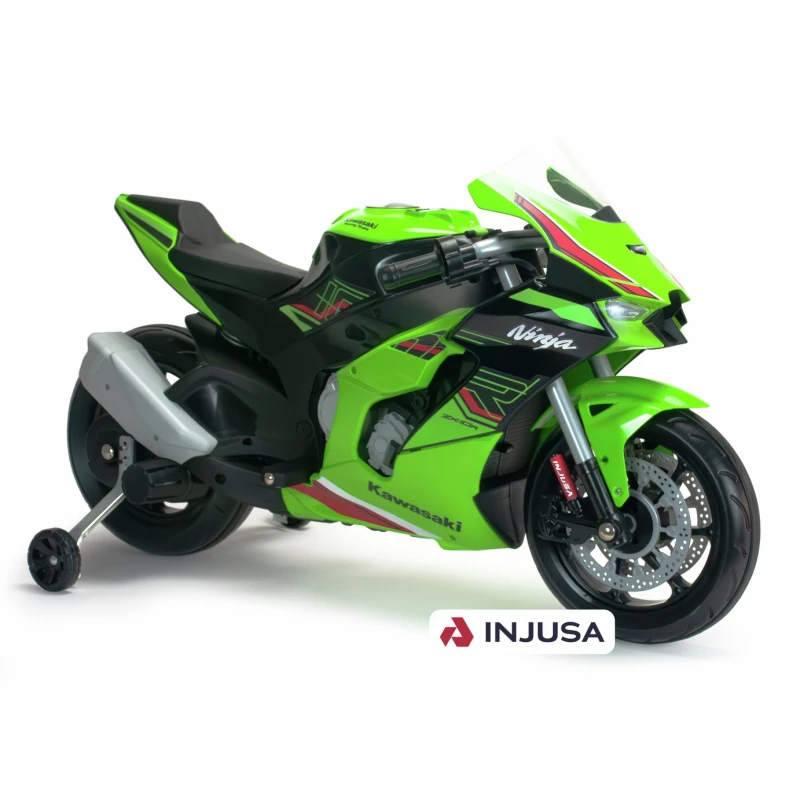 Image of Injusa Kawasaki Ninja Kids Ride On Motorbike 12V, Green 6521AA113