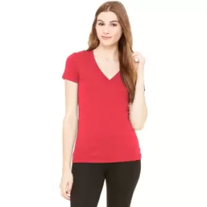 image of Bella Ladies/Womens Triblend Crew Neck T-Shirt (L) (Red Triblend)