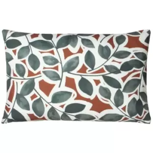 Image of Paoletti Willow Botanical Cushion Cover (One Size) (Brick Red/White/Green) - Brick Red/White/Green