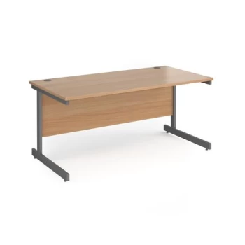 Image of Office Desk 1600mm Rectangular Desk With Cantilever Leg Beech Tops With Graphite Frames Contract 25