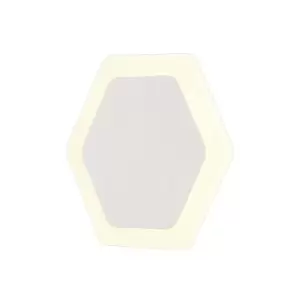 Image of Magnetic Base Wall Lamp, 12W LED 3000K 498lm, 15, 19cm Horizontal Hexagonal Centre, Sand White, Acrylic Frosted Diffuser - Luminosa Lighting