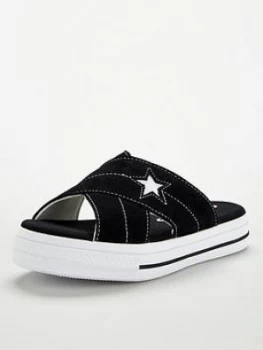 image of Converse One Star Sandal Slip - Black/White, Size 4, Women