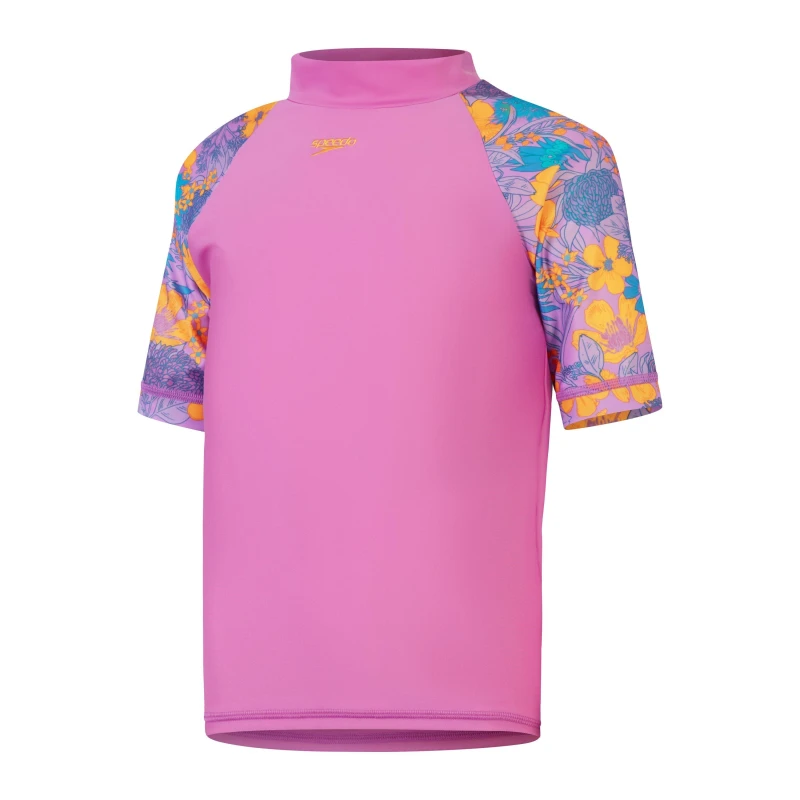 Image of Speedo Short Sleeve Rash Vest Juniors - Purple Purple S